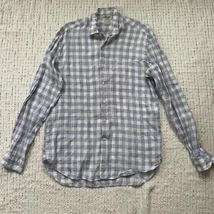 Men's Culturata Plaid Linen Long Sleeve Shirt - Size XL